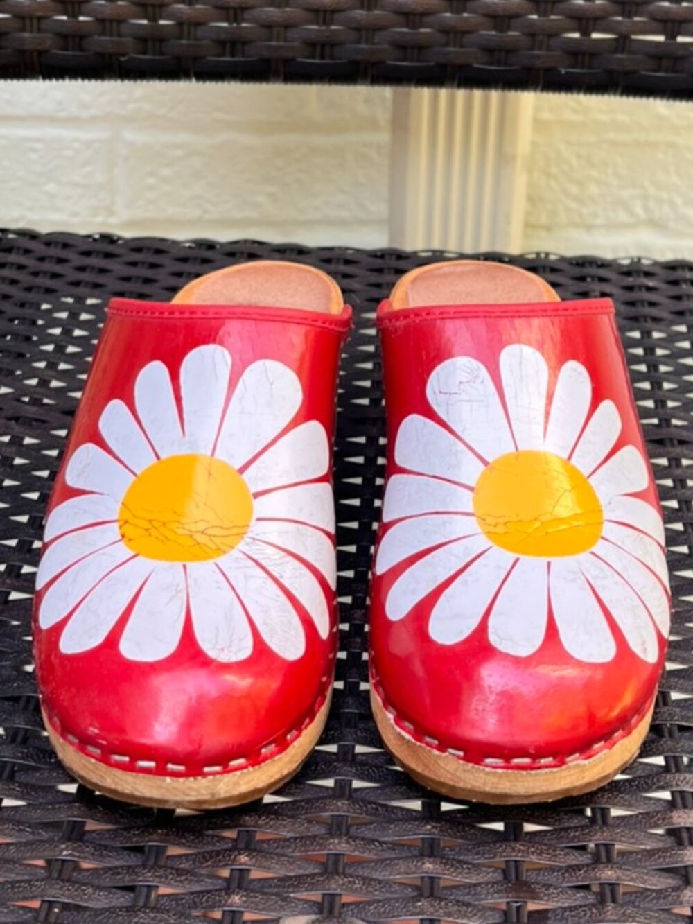 Daisy Clogs — Wooden and Patent Leather
